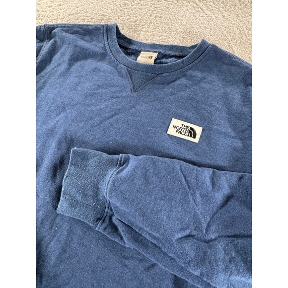 The North Face Crewneck Sweatshirt Blue Navy Men's Large Stretch Clean Warm - Picture 1 of 7